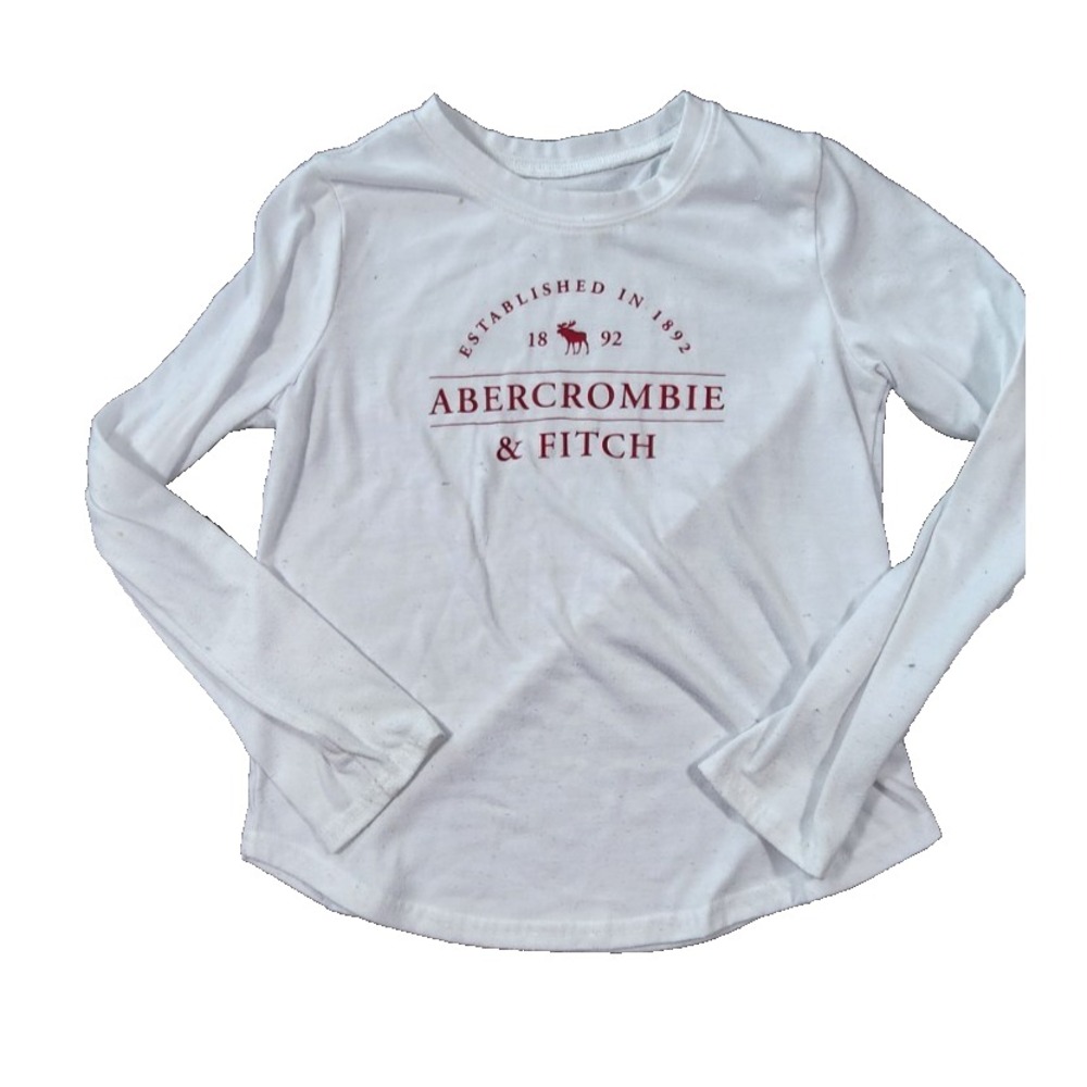 Abercrombie Kids White Long Sleeve Sleep Shirt Logo Graphic‎ Size 7/8